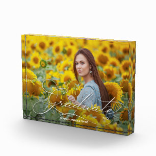 Bloque Para Fotos Guión blanco elegante para graduados