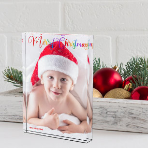 Bloque Para Fotos Guión navideño arcoiris sobre bebé