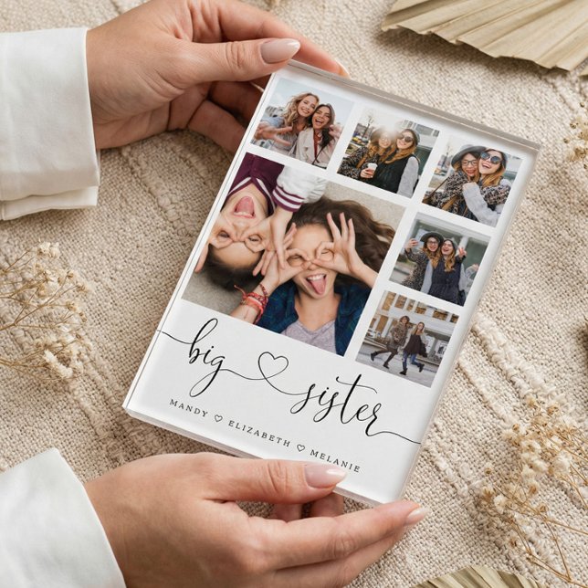 Bloque Para Fotos Guión para hermanas grandes | Regalo Para Hermanas (Big Sister Script | Gift For Sisters Photo Collage)