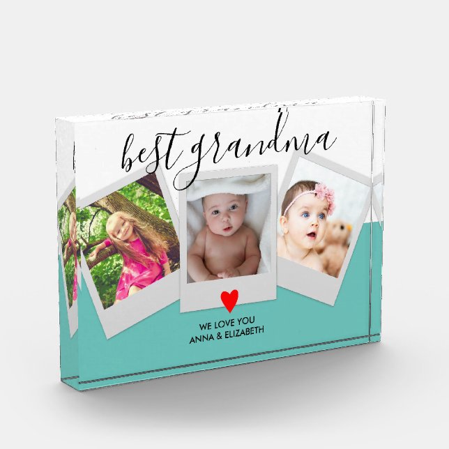 Bloque Para Fotos Guión verde azulado MEJOR GRANDMA Personalizado mo (Izquierda)