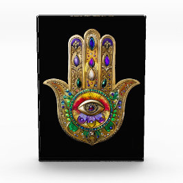 Bloque Para Fotos Hamsa de oro pintado amatista rubí tercer ojo