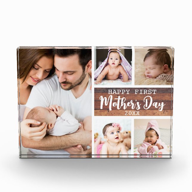 Bloque Para Fotos Happy First Mother's Day Wood 5 Picture Collage   (Anverso)
