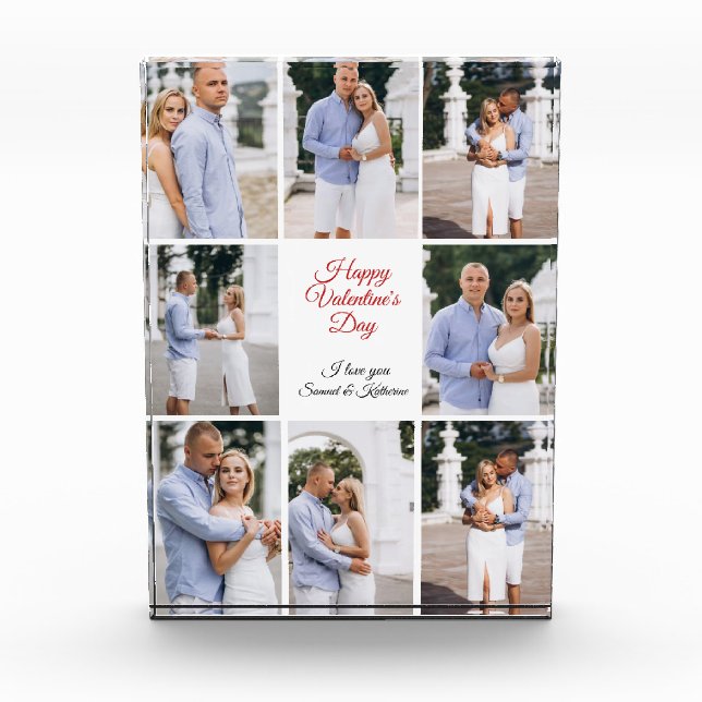 Bloque Para Fotos Happy Valentine's Day Custom 8 Photo Collage (Anverso)