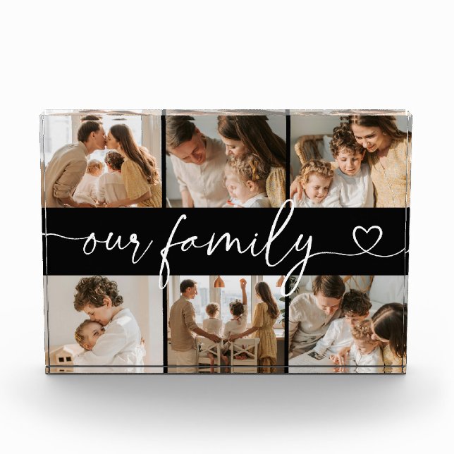 Bloque Para Fotos Heart Script Typography Elegant Our Family (Anverso)