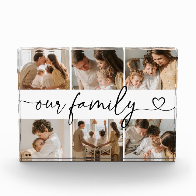 Bloque Para Fotos Heart Script Typography Elegant Our Family (Anverso)