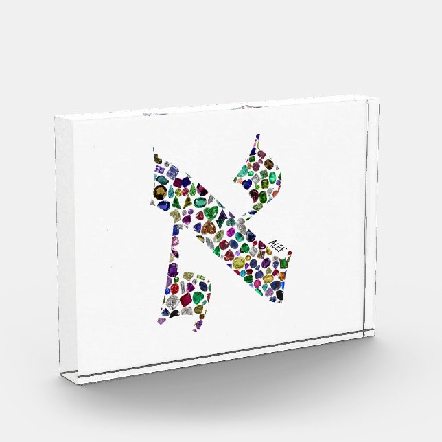 Bloque Para Fotos Hebrew Letter ALEF made with Gemstones (Izquierda)