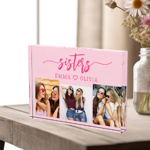 Bloque Para Fotos Hermanas rosadas calientes 3 regalo de Collage de