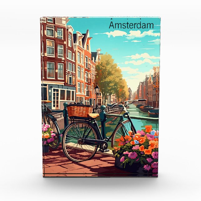 Bloque Para Fotos Hermosa ciudad del Canal de Amsterdam Países Bajos (Anverso)