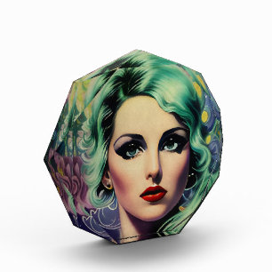 Bloque Para Fotos Hermosa lavanda y verde estilo retro mujer