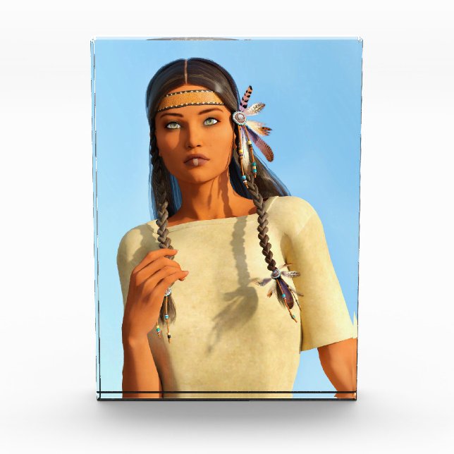 Bloque Para Fotos Hermosa nativa estadounidense vestimenta indígena (Anverso)