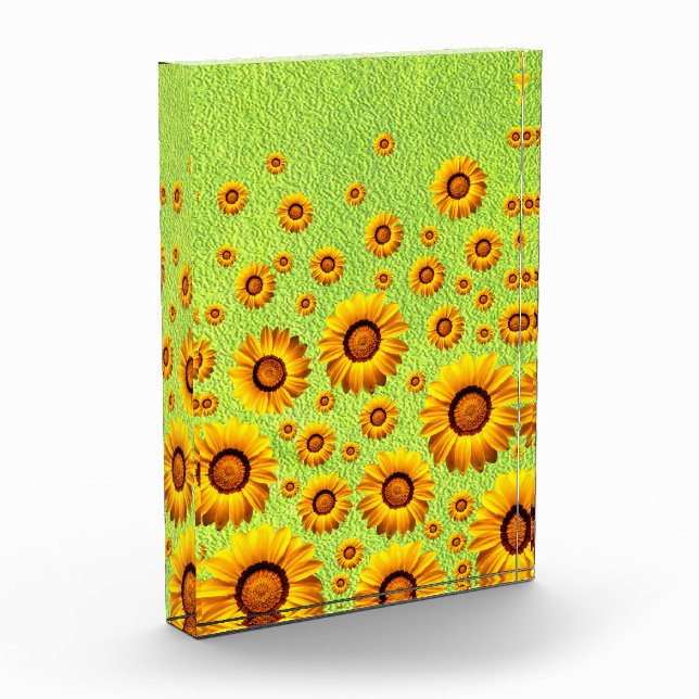 Bloque Para Fotos Hermosas flores amarillas en verde abstracto (Izquierda)