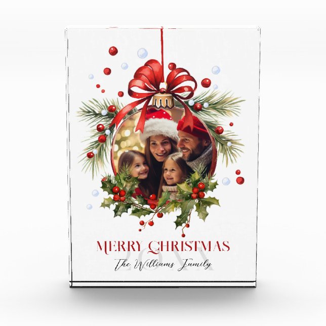 Bloque Para Fotos Hermosos Navidades Bauble Frame Vacaciones familia (Anverso)