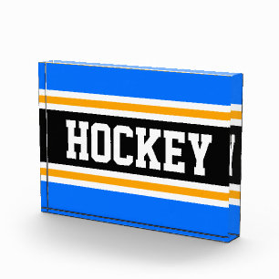 Bloque Para Fotos HOCKEY Atlético Brillante Azul Rayas Amarillas Neg