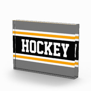 Bloque Para Fotos HOCKEY Sporty Gray Black Yellow Strips