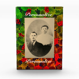 Bloque Para Fotos Hojas de baya brillantes en invierno verde rojo