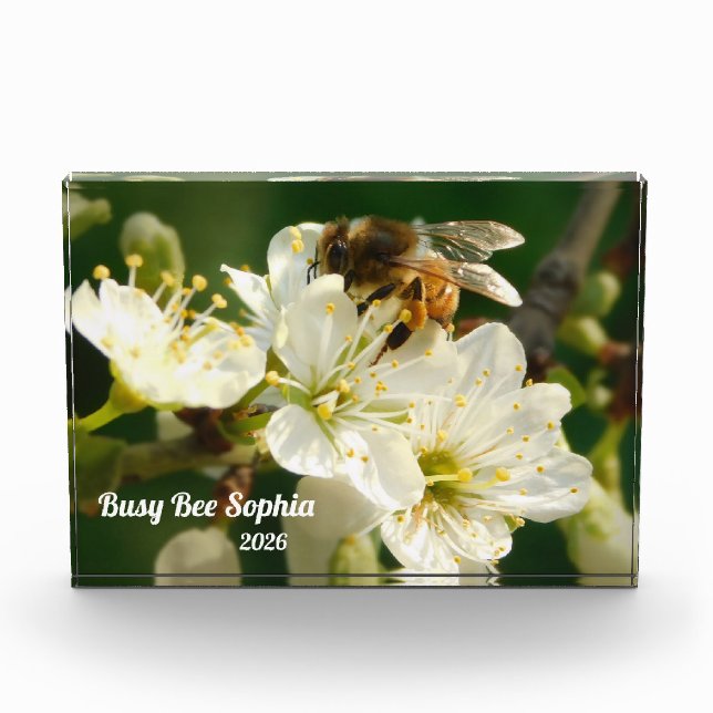 Bloque Para Fotos Honeybee & White Plum Macro | Custom Photo Block (Anverso)