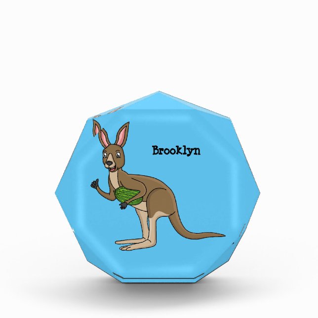 Bloque Para Fotos Ilustracion de canguro australiano bastante feliz (Anverso)