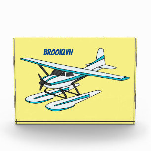 Bloque Para Fotos Ilustracion de hidroavión azul blanco