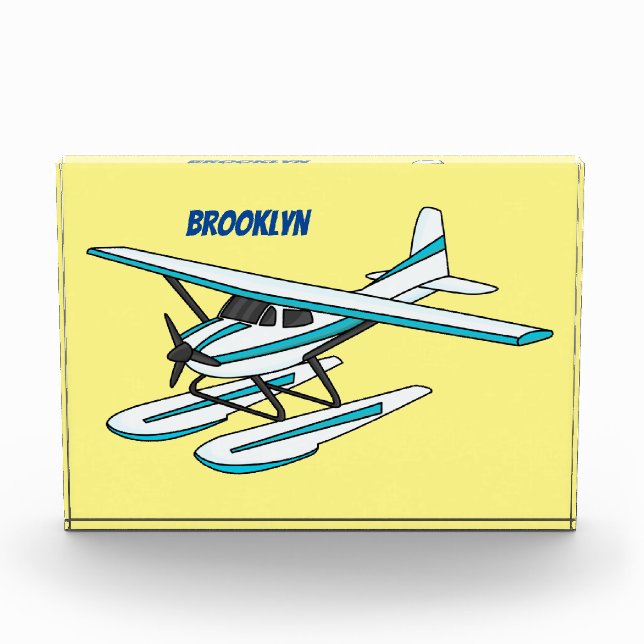 Bloque Para Fotos Ilustracion de hidroavión azul blanco (Anverso)