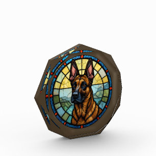 Bloque Para Fotos Ilustración de Malinois Belga al estilo de vitral