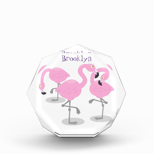 Bloque Para Fotos Ilustracion de trío de flamingo rosado (Anverso)