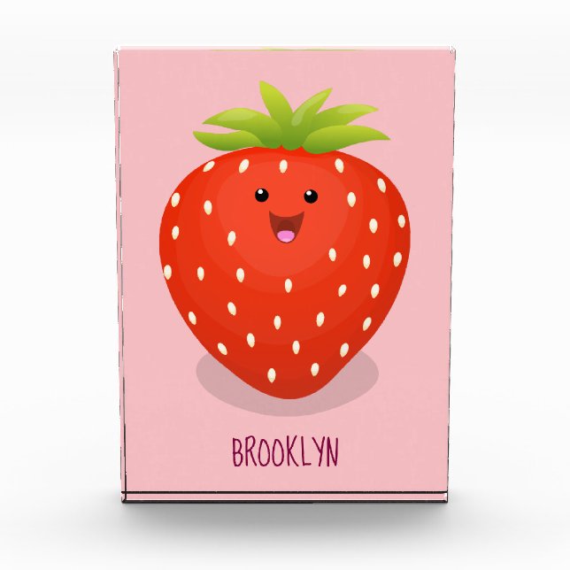 Bloque Para Fotos Ilustracion personalizado de fresa cute kawaii (Anverso)