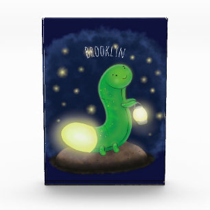 Bloque Para Fotos Ilustracion personalizado de gusano de brillo verd