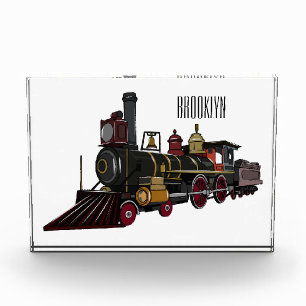Bloque Para Fotos Ilustracion personalizado de locomotora de vapor
