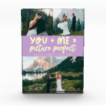 Bloque Para Fotos Imagen perfecta de recién casados con limonera gli<br><div class="desc">Recuerdo de boda caprichoso y divertido que incluye 3 fotos de los recién casados con un texto tipográfico que dice "tú   yo = imagen perfecta". Limonera glicina.</div>