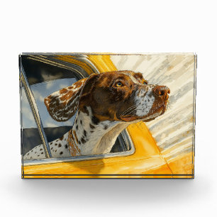 Bloque Para Fotos Impresión artística de perro manchado en paseo en 