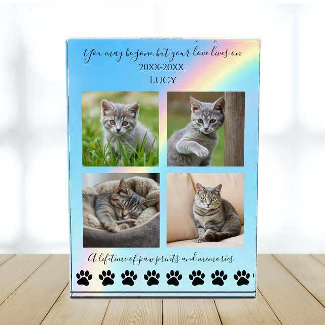 Bloque Para Fotos Impresiones y Recuerdos de pata - Monumento a gato (Paw Prints & Memories-Rainbow Cat Memorial- Photo Block )