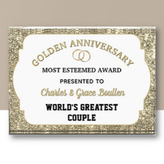 Bloque Para Fotos Impressive Golden Anniversary Custom Award 