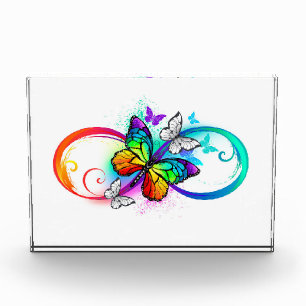 Bloque Para Fotos Infinidad brillante con la mariposa arcoiris
