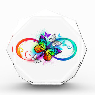 Bloque Para Fotos Infinidad brillante con la mariposa arcoiris