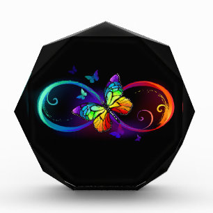 Bloque Para Fotos Infinidad vibrante con mariposa arco iris sobre ne