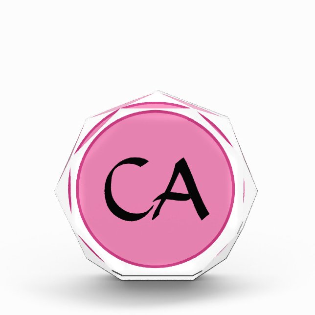 Bloque Para Fotos Iniciales modernas de monograma negro rosado perso (Anverso)