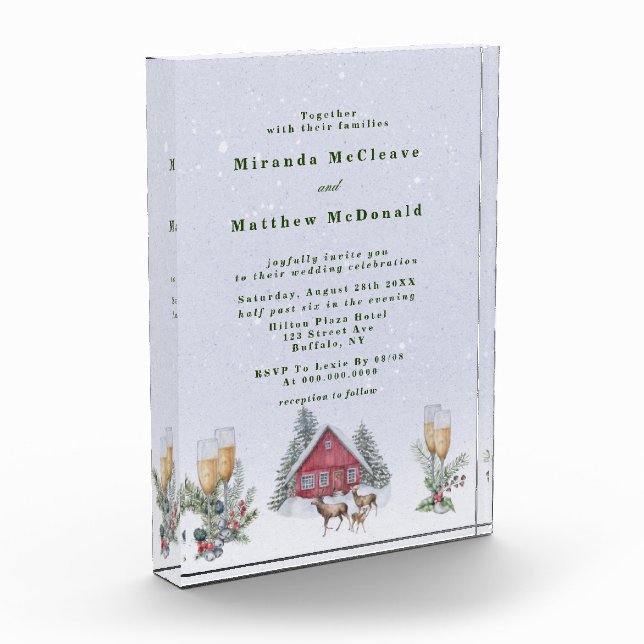 Bloque Para Fotos Invitación a la boda de Winter Wonderland Keepsake (Izquierda)