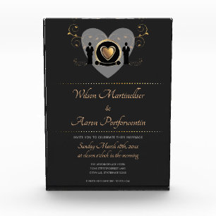 Bloque Para Fotos Invitación a la boda masculina con corazón de oro