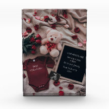 Invitación de embarazo romántico con Rosas y Teddy