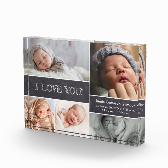 Bloque Para Fotos Invitación del bebé Amar las estadísticas de recié (Derecha)