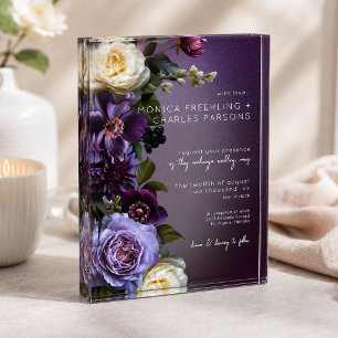 Bloque Para Fotos Invitación Floral Morada Oscura y Malhumorada Recu