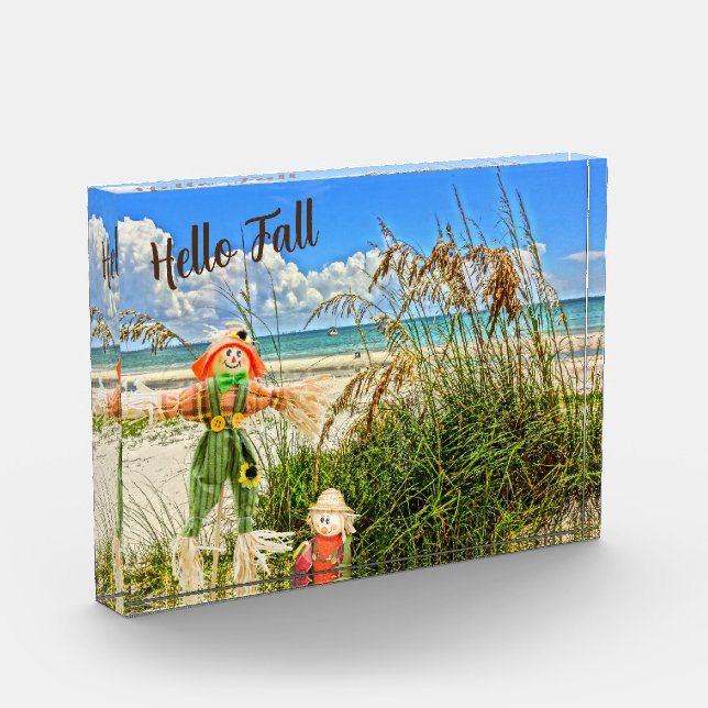 Bloque Para Fotos Isla costera de Sanibel Florida Beach & Scarecrow (Izquierda)