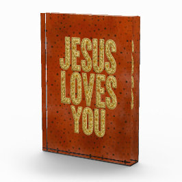 Bloque Para Fotos Jesús Te Ama Estimulo Cristiano Rústico