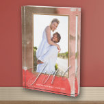 Bloque Para Fotos JOYFUE Nueva Pareja<br><div class="desc">Este hermoso bloque de fotos muestra la palabra JOYFUL en un adorable guión blanco junto con cualquier otra información que quieras incluir y tu foto bordeada por una hermosa huella de acuarela. Crea un aguijón para dar como regalo o para ti mismo.</div>