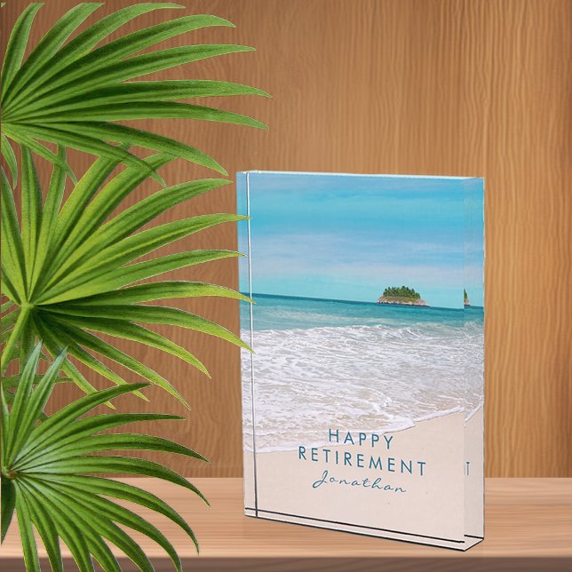 Bloque Para Fotos Jubilación personalizada de playa tropical (Subido por el creador)