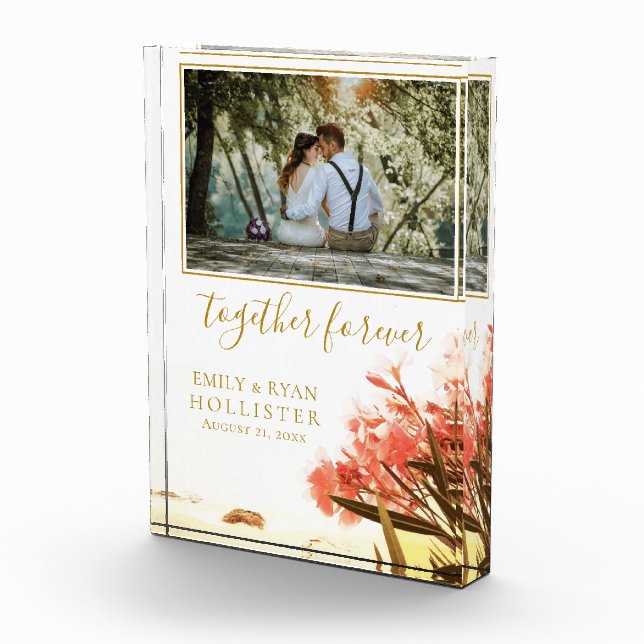 Bloque Para Fotos Juntos Por Siempre Guión Oleander Floral Boda (Derecha)