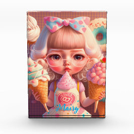Bloque Para Fotos Kawaii lindo chica con helados