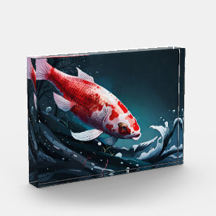 Bloque Para Fotos Koi Fish Taiji Arte Japonés Koi Fish Pond