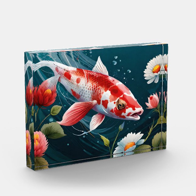 Bloque Para Fotos Koi Fish Taiji Arte Japonés Koi Pintar Pescado (Izquierda)