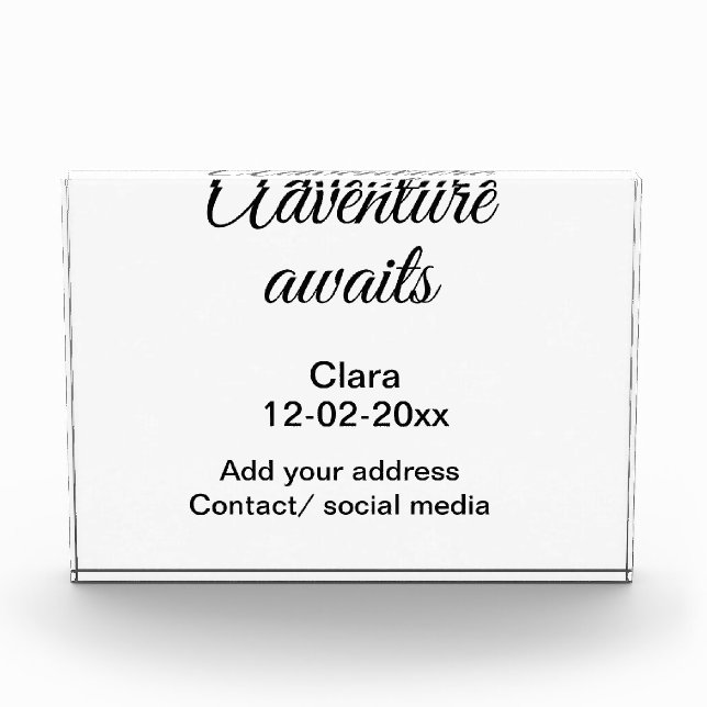 Bloque Para Fotos La aventura comienza a añadir nombre fecha año lug (Anverso)